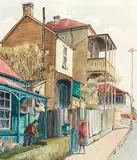 France Street, Ponsonby by Mary Margaret Gore Spicer, ink and watercolour, 1963, sold Dec 2017