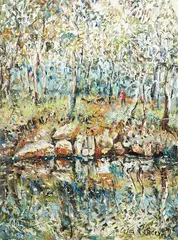 Untitled – Bush Scene by Celia Perceval, oil on board, sold Dec 2017
