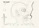 Tony de Lautour, Smoking Head, etching, 2/24