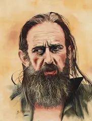 Steve Harris, Portrait of James K Baxter, oil on board
