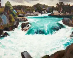 Untitled – river scene by John Weeks, oil on canvas board, sold Dec 2017