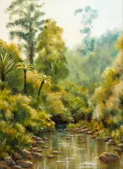Peter Siddell, Waitakere Stream, oil on board