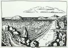 George Baloghy, Hahei Beach, ink on paper