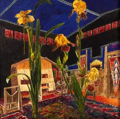 Andrew McLeod, Untitled – Arts and Crafts Interior, watercolour on card