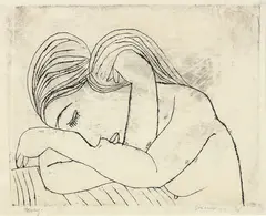 Pat Hanly, Girl Asleep, intaglio print, 7/8