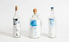 Laith McGregor, 10:42am, ink, watercolour and graphite on paper,glass and corks, three parts