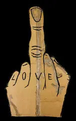 Love Finger by Peter Robinson, oilstick on corrugated card, sold Nov 2017