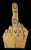 Peter Robinson, Love Finger, oilstick on corrugated card