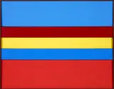 Donald Sinclair Driver, Blue and Red Relief, acrylic on canvas and metal