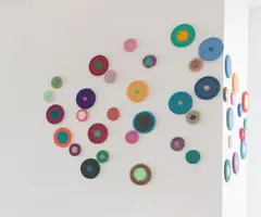 Ani O’Neill, Untitled – from the Cottage Industry series, crocheted wool and cards, 42 parts, 1997