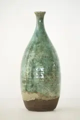 Hal Singer, Stoneware bottle vase, with crackled green glaze