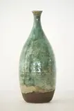 Hal Singer, Stoneware bottle vase, with crackled green glaze