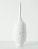 John Parker, White glazed bottle vase, with impressed pattern to the body glazed ceramic