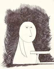 Michael Illingworth, Untitled – Figure at Bench, ink on paper