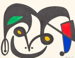 Untitled – The Jester by Michael Illingworth, ink and gouache on paper, sold Sep 2017