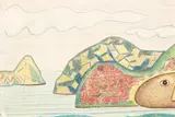Michael Illingworth, Study for Tomb of Seahorse, pastel on paper