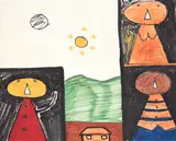 Michael Illingworth, Untitled – Tawera Figures in the Landscape, coloured inks on paper