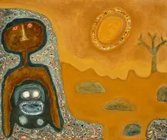 Androcles Last Year by Michael Illingworth, oil and stones on canvas, offered Sep 2017