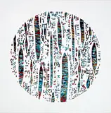 Peata Larkin, Between Worlds No. I, acrylic and mesh on canvas