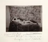 Joel-Peter Witken (American 1939-, Woman with Stomach Ornament and Dog, unique 8 x 10 Polaroid, triptych