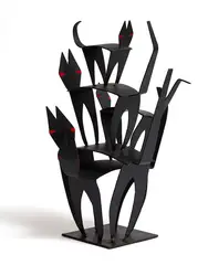Donald Sinclair Driver, Marquette for Cats Sculpture in Pukekeura Park Playground, wrought iron, oil paint and acrylic