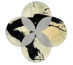 Her Flower Before Him by Max Gimblett, gesso, acrylic and vinyl polymers, epoxy, aqua size and Japanese pastel coloured silver leaf on canvas, offered Aug 2017