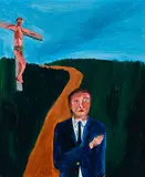 Jeffrey Harris, Man before Crucifixion, oil on board