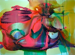 Dale Frank, Self Sodomising Sojourn In Sentimentality…, varnish and acrylic on canvas