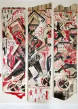 Bill Hammond, Cold Kicking Nos I, II, III, acrylic on wallpaper stock, triptych