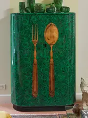 Armoire Malachite by Piero Fornasetti, wood, gold and malachite, sold Jul 2017