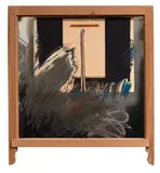 Polaris: 1984 by Ralph Hotere, acrylic on paper and burnished steel in original Colonial villa window frame, sold Jul 2017
