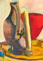 Candle & Pitcher by Joanna Paul, oil on board, sold Jul 2017