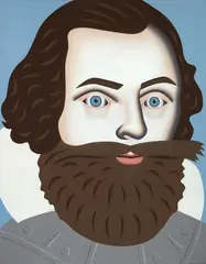 Gavin Hurley, Captain John Smith, oil on hessian