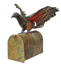 Jeffrey Thomson, Kea Mailbox, rural mailbox, corrugated iron, acrylic paint (1999)