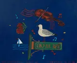 Dick Frizzell, Okahu Bay, enamel on board