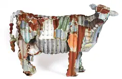 Jeffrey Thomson, Cow, corrugated iron, paint