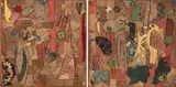 Simon Ogden, Savannah, found linoleum, wood and gold leaf on plywood, diptych