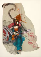 Nap 4 by Janna van Hasselt, lithograph, acrylic and ink on leather, sold Jun 2017