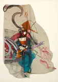 Janna van Hasselt, Nap 4, lithograph, acrylic and ink on leather