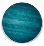 Elizabeth Thomson, Le Planète Sauvage No. 7, glass spheres, sublimated vinyl, epoxy resin, laquer and acrylic on carved wooden disk