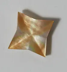 Warwick Freeman, Folded Star Brooch, gold-lipped mussel, sterling silver (1990s)