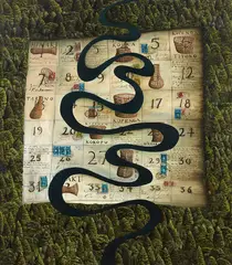 Mark Wooller, Titles and Deeds, Eel Pots and Fishing Stories, oil on canvas