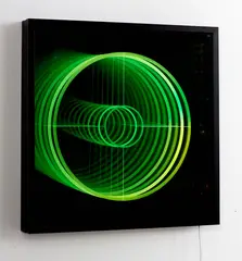 Gina Jones, You are in my Sights No. 2, glass mirror, one-way glass, sandblasted glass, aluminium, LED lights, edition of 5 (2009)