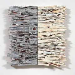 Louise McRae, Stratus, oil and silver leaf on wood, diptych