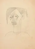 Theodorus Johannes Schoon, Modernist Head and Shoulders Portrait of a Boy, pencil on paper