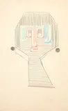 Modernist Head Study with Korus by Theodorus Johannes Schoon, pastel on paper, sold Jun 2017