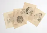 Theodorus Johannes Schoon, An archive of 16 Studies of Moko Mokai, all annotated with source origin including South Kensington Museum, Halifax Museum, Oxford University, Robley etc. Graphite on paper.