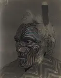 A black and white photograph of the Maori Chief Anehana by Theodorus Johannes Schoon, hand-coloured by Schoon, inks on vintage gelatin silver print, sold Jun 2017