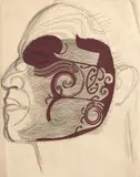 Twenty pencils studies of moko, tattoo designs etc. by Theodorus Johannes Schoon, mixed media on paper, sold Jun 2017