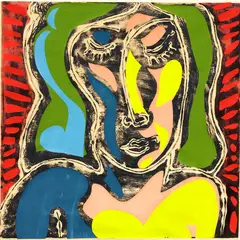 Pat Hanly, Comic Cuts, cardboard relief print, 2/4